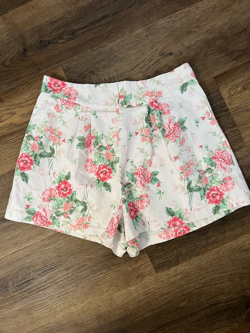 Trixxi Floral Cottagecore High Waist Shorts with Pink Roses Coquette Girl